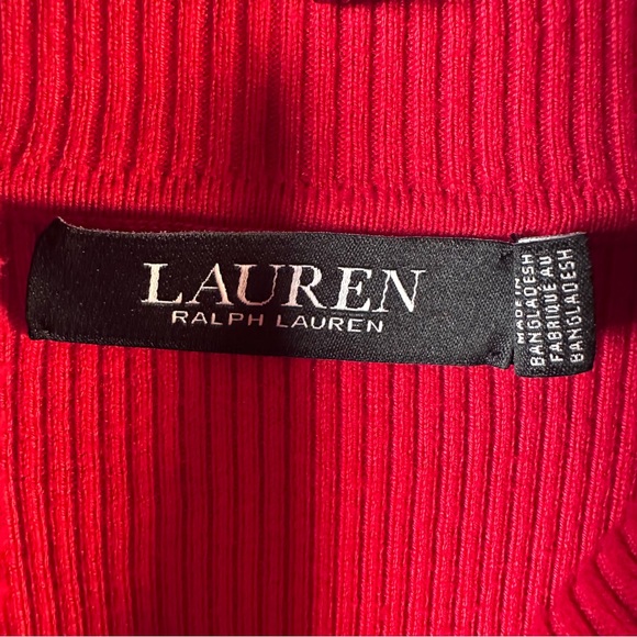 Lauren Ralph Lauren Black Label Cable Knit Turtleneck Sweater Red Womens XL - Picture 4 of 5